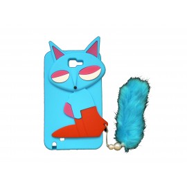 Coque pour Samsung Galaxy Note I9220/N7000 silicone renard bleu + film protection écran offert