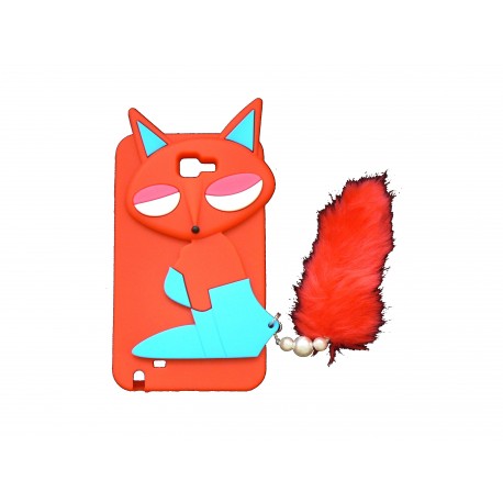 Coque pour Samsung Galaxy Note I9220/N7000 silicone renard rouge + film protection écran offert