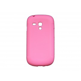 Coque pour Samsung Galaxy S3 Mini/ I8190 en silicone antidérapante rose + film protection écran offert