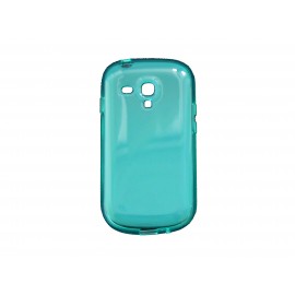 Coque pour Samsung Galaxy S3 Mini/ I8190 en silicone tranparente bleue/verte + film protection écran offert