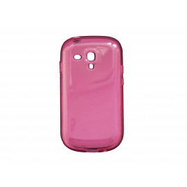 Coque pour Samsung Galaxy S3 Mini/ I8190 en silicone tranparente rose + film protection écran offert