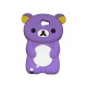 Coque pour Samsung Galaxy Note 2 - N7100  silicone ours violet oreilles jaunes + film protection écran offert