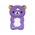 Coque pour Samsung Galaxy Note 2 - N7100  silicone ours violet oreilles jaunes + film protection écran offert