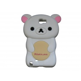 Coque pour Samsung Galaxy Note 2 - N7100  silicone ours blanc oreilles roses + film protection écran offert