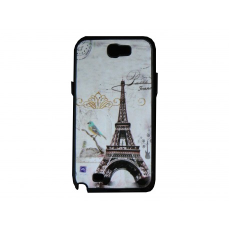 Coque pour Samsung Galaxy Note 2/N7100 Paris Tour Eiffel oiseau bleu+ film protection écran offert