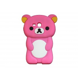 Coque silicone pour Samsung Galaxy S3 Mini/ I8190 ourson rose bonbon + film protection écran offert