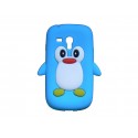 Coque silicone pour Samsung Galaxy S3 Mini/ I8190 pingouin bleu turquoise + film protection écran offert