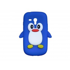 Coque silicone pour Samsung Galaxy S3 Mini/ I8190 pingouin bleu + film protection écran offert