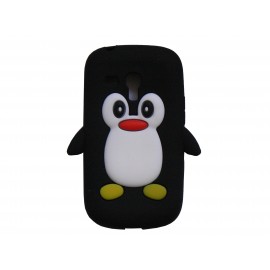 Coque silicone pour Samsung Galaxy S3 Mini/ I8190 pingouin noir + film protection écran offert
