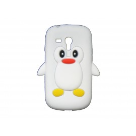 Coque silicone pour Samsung Galaxy S3 Mini/ I8190 pingouin blanc + film protection écran offert