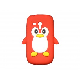 Coque silicone pour Samsung Galaxy S3 Mini/ I8190 pingouin rouge + film protection écran offert