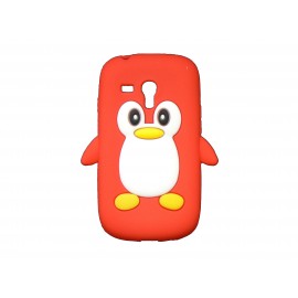 Coque silicone pour Samsung Galaxy S3 Mini/ I8190 pingouin rouge + film protection écran offert