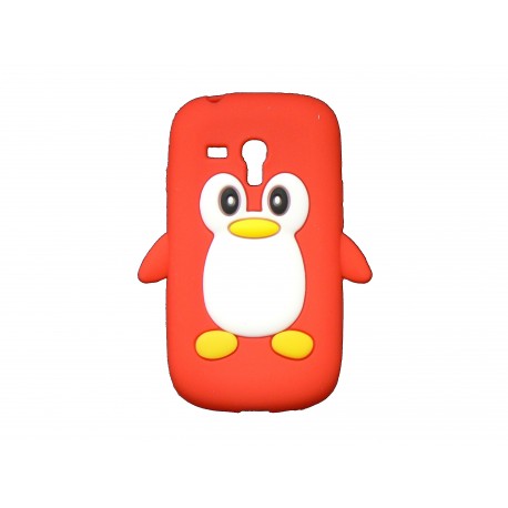 Coque silicone pour Samsung Galaxy S3 Mini/ I8190 pingouin rouge + film protection écran offert