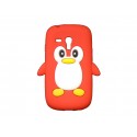 Coque silicone pour Samsung Galaxy S3 Mini/ I8190 pingouin rouge + film protection écran offert