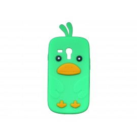 Coque silicone pour Samsung Galaxy S3 Mini/ I8190 poussin vert + film protection écran offert