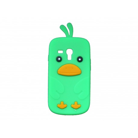 Coque silicone pour Samsung Galaxy S3 Mini/ I8190 poussin vert + film protection écran offert