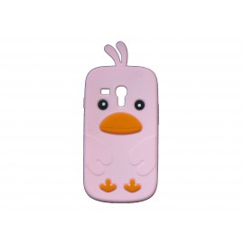 Coque silicone pour Samsung Galaxy S3 Mini/ I8190 poussin rose + film protection écran offert