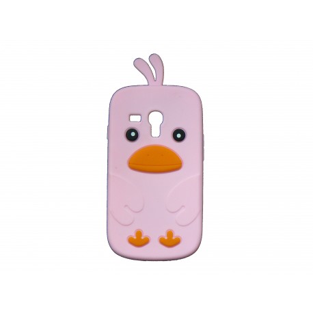 Coque silicone pour Samsung Galaxy S3 Mini/ I8190 poussin rose + film protection écran offert