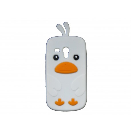 Coque silicone pour Samsung Galaxy S3 Mini/ I8190 poussin blanc + film protection écran offert