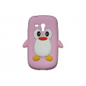 Coque silicone pour Samsung Galaxy S3 Mini/ I8190 pingouin rose clair + film protection écran offert