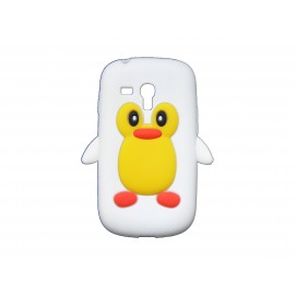 Coque silicone pour Samsung Galaxy S3 Mini/ I8190 pingouin blanc-jaune + film protection écran offert