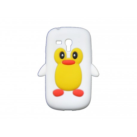 Coque silicone pour Samsung Galaxy S3 Mini/ I8190 pingouin blanc-jaune + film protection écran offert