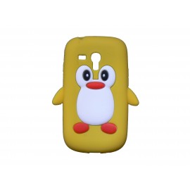 Coque silicone pour Samsung Galaxy S3 Mini/ I8190 pingouin jaune + film protection écran offert