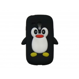 Coque silicone pour Samsung Galaxy S3 Mini/ I8190 pingouin noir + film protection écran offert