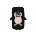 Coque silicone pour Samsung Galaxy S3 Mini/ I8190 pingouin noir + film protection écran offert