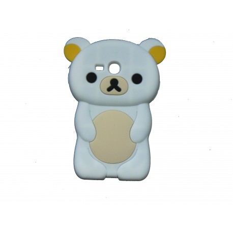 Coque silicone pour Samsung Galaxy S3 Mini/ I8190 ourson blanc et beige + film protection écran offert