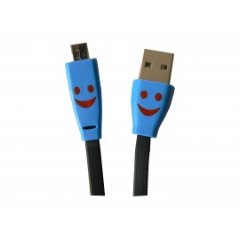 Cable plat micro USB smile noir chargement synchronisation