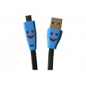 Cable plat micro USB smile noir chargement synchronisation