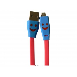 Cable plat micro USB smile fuschia chargement synchronisation