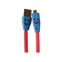 Cable plat micro USB smile fuschia chargement synchronisation
