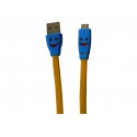 Cable plat micro USB smile jaune chargement synchronisation