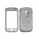 Coque intégrale blanche pour Samsung Galaxy S3 Mini / I8190  étoiles roses+ film protection écran offert