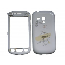 Coque intégrale blanche pour Samsung Galaxy S3 Mini / I8190  tasse à café+ film protection écran offert