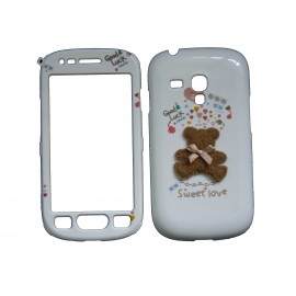 Coque intégrale blanche pour Samsung Galaxy S3 Mini / I8190  ourson marron + film protection écran offert