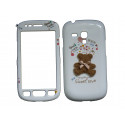 Coque intégrale blanche pour Samsung Galaxy S3 Mini / I8190  ourson marron + film protection écran offert