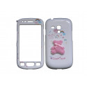 Coque intégrale blanche pour Samsung Galaxy S3 Mini / I8190  ourson rose + film protection écran offert