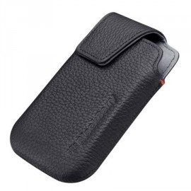 Etui ceinture en cuir noir Blackberry Bold 9900 + film protection écran