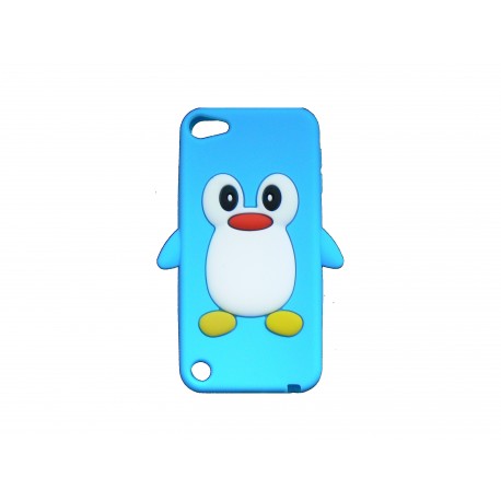 Coque silicone pour Ipod Touch 5 pingouin bleu turquoise + film protection écran