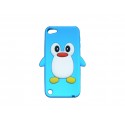 Coque silicone pour Ipod Touch 5 pingouin bleu turquoise + film protection écran