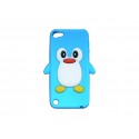 Coque silicone pour Ipod Touch 5 pingouin bleu turquoise + film protection écran