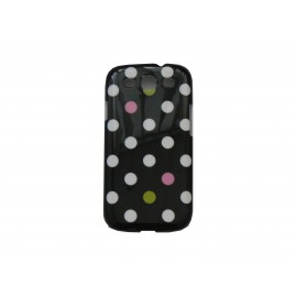 Coque Samsung I9300 Galaxy S3 noire pois blancs roses + film protection écran offert