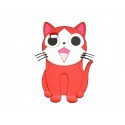 Coque silicone pour Ipod Touch 4 chat rouge + film protection écran