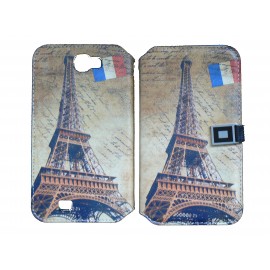 Pochette pour Samsung Galaxy Note 2 / N7100 simili-cuir Tour Eiffel France + film protectin écran