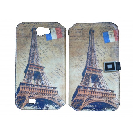 Pochette pour Samsung Galaxy Note 2 / N7100 simili-cuir Tour Eiffel France + film protectin écran