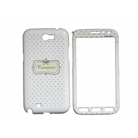 Coque semi-intégrale pour Samsung Galaxy Note 2/N7100 blanche à pois noirs + film protection écran offert