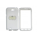 Coque semi-intégrale pour Samsung Galaxy Note 2/N7100 blanche à pois noirs + film protection écran offert